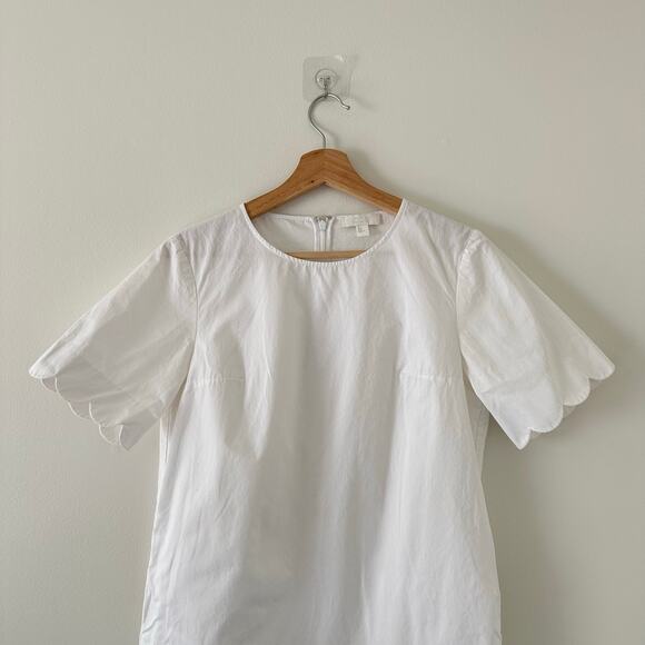 COS Scalloped Hem Crew Neck Short Sleeve Mini Shift Dress White 6 - Picture 4 of 8